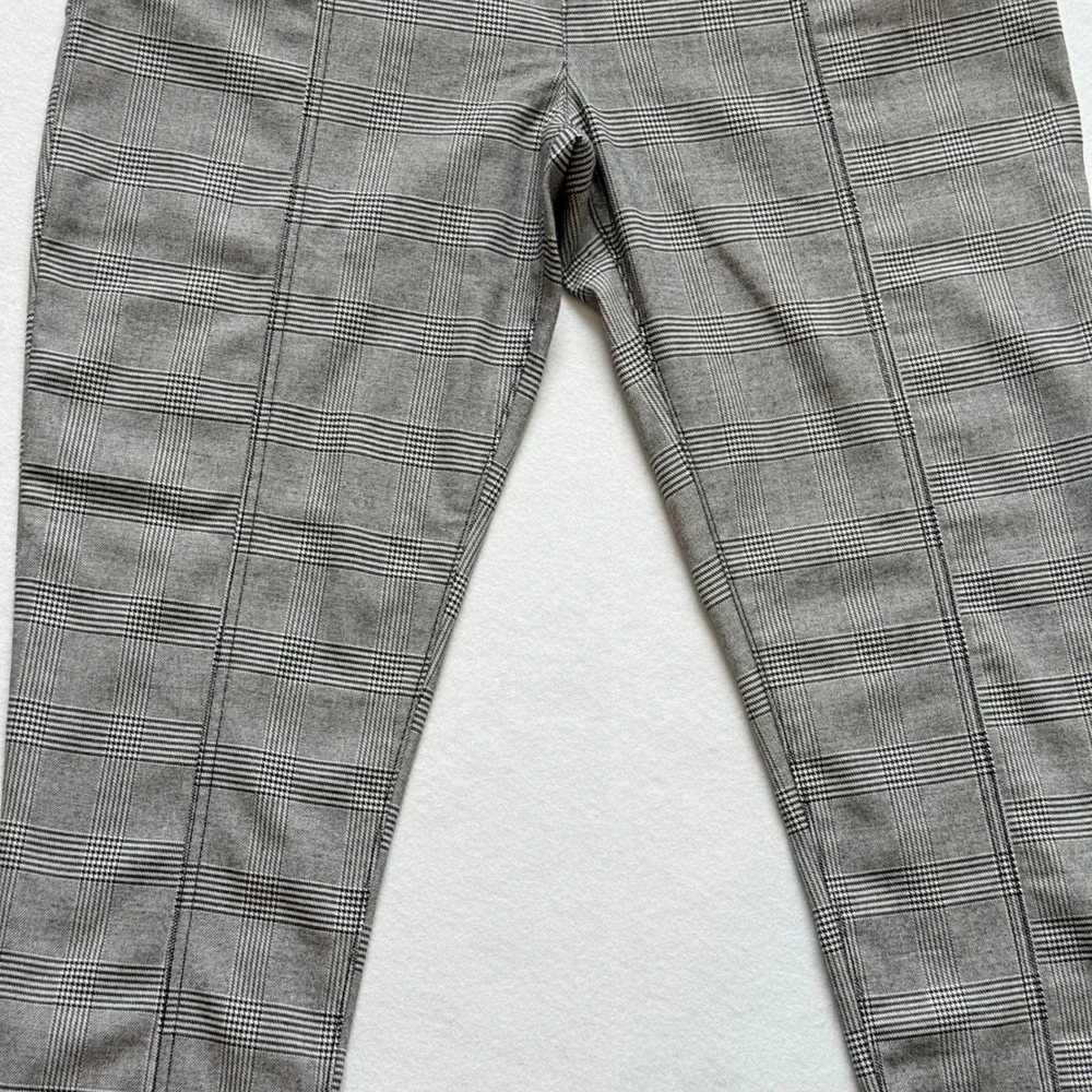 Free‎ People High Rise Grey Trousers Pants Size 10 Glen Plaid Belted Slim Preppy